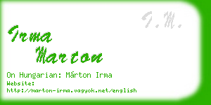 irma marton business card